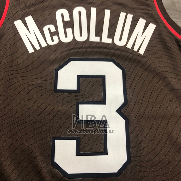 Camiseta Portland Trail Blazers CJ McCollum NO 3 Ciudad 2020-21 Marron